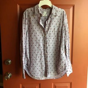 Button-up textured blouse